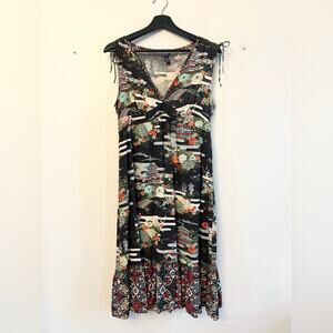 Vintage Y2K lucky brand dress Asian inspired pagoda 2000s Chinese symbol floral